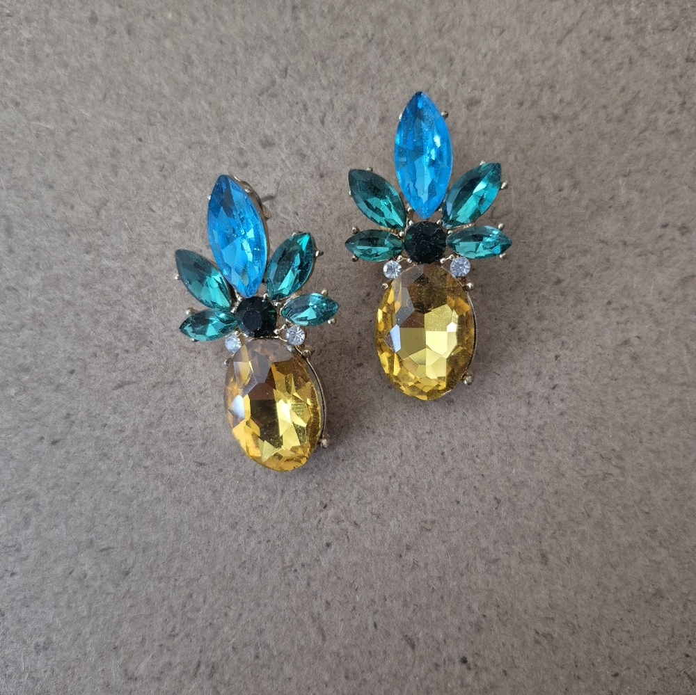 Glitzy Pineapple Gemstone Earrings
